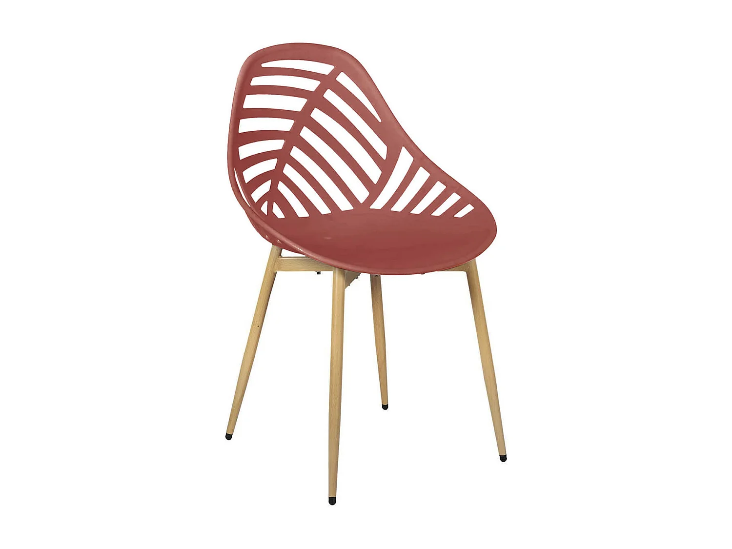 SAORI - Lot de 4 Chaises de Jardin Coque Plastique Ajourée Terracotta Pieds Métal