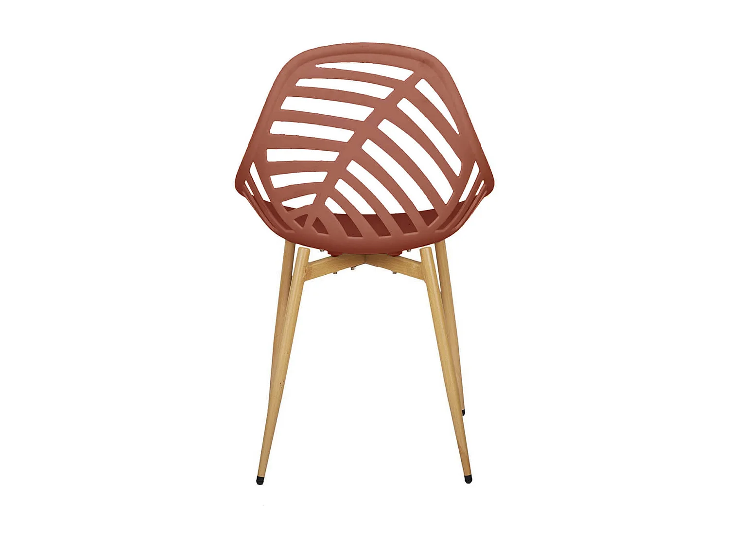 SAORI - Lot de 4 Chaises de Jardin Coque Plastique Ajourée Terracotta Pieds Métal