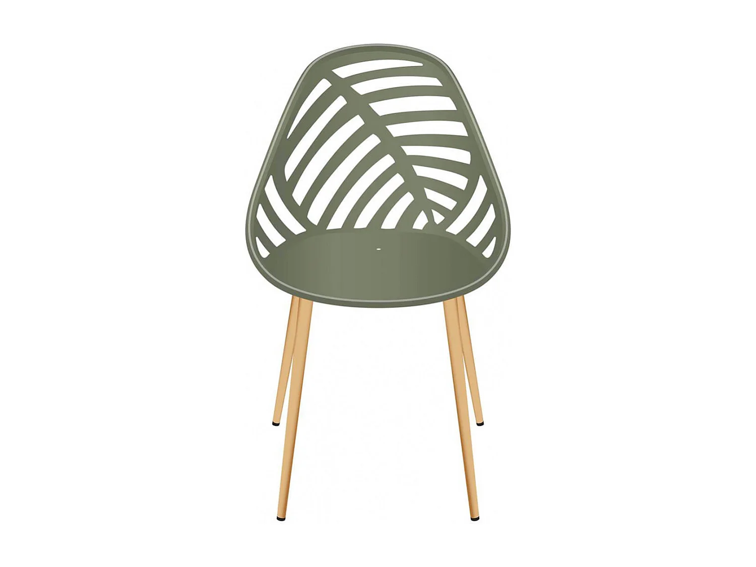 SAORI - Lot de 4 Chaises de Jardin Coque Plastique Ajourée Vert Olive Pieds Métal