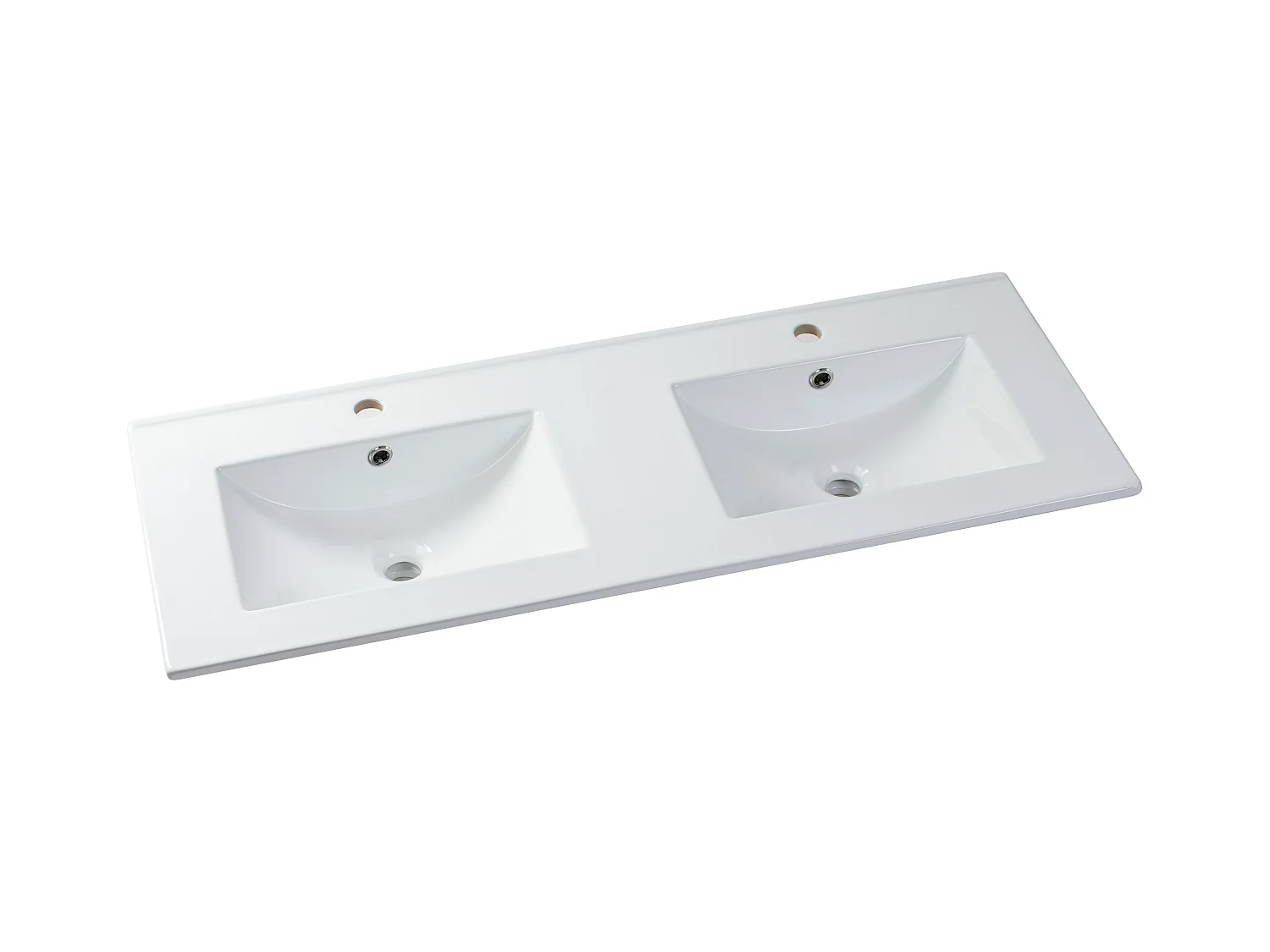 Meuble de salle de bain suspendu strié avec vasque à encastrer avec colonne - Naturel clair et noir - 120 cm - MADELA