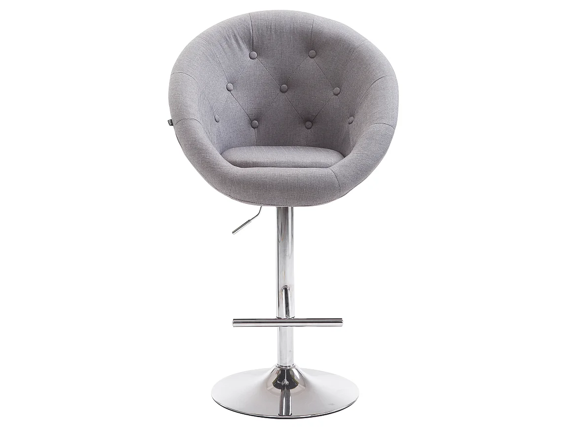 Tabouret de bar - Tissu & Chrome - Gris - London