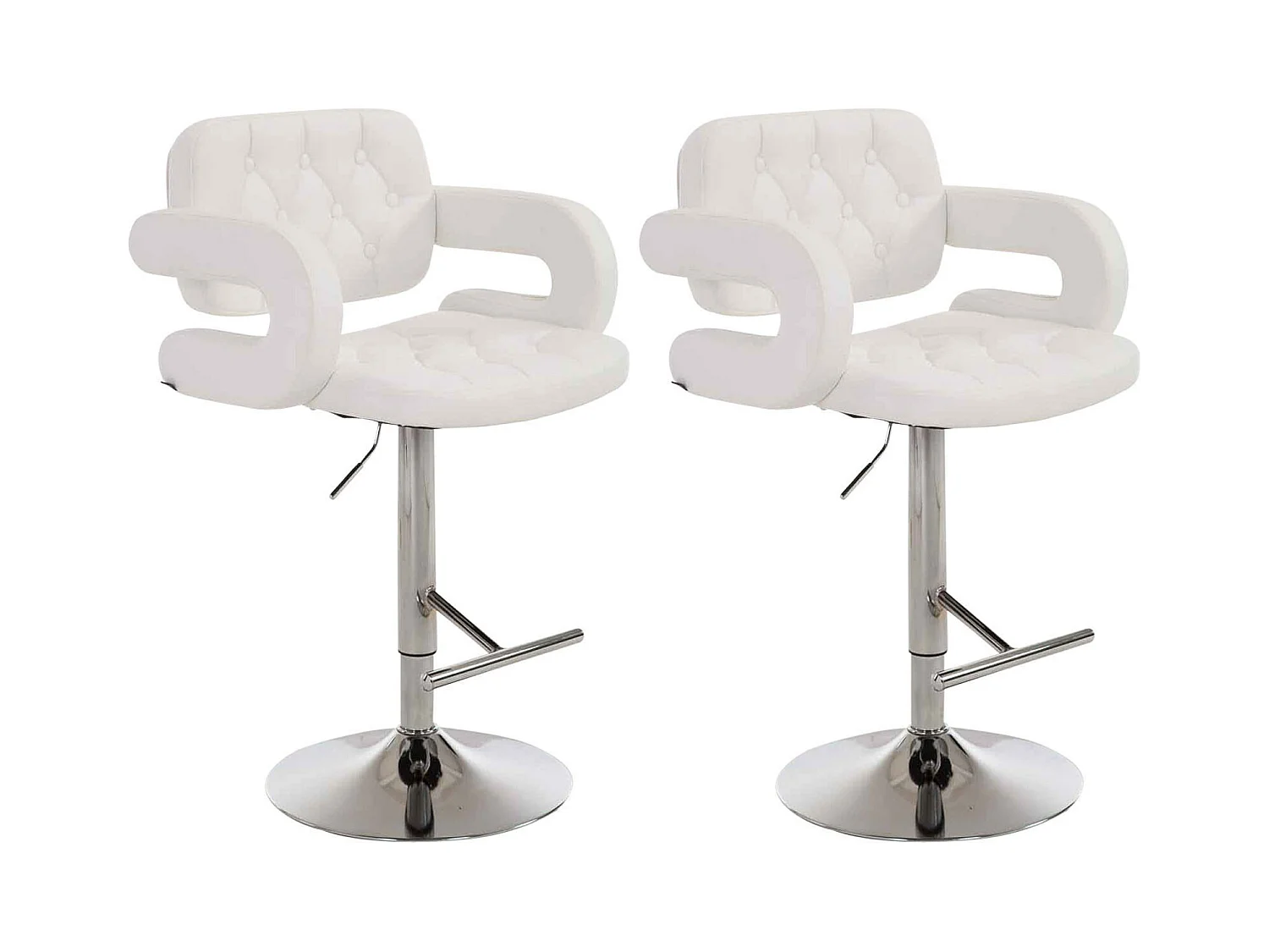Lot de 2  Tabouret de bar - Similicuir & Métal chromé - Blanc - Dublin