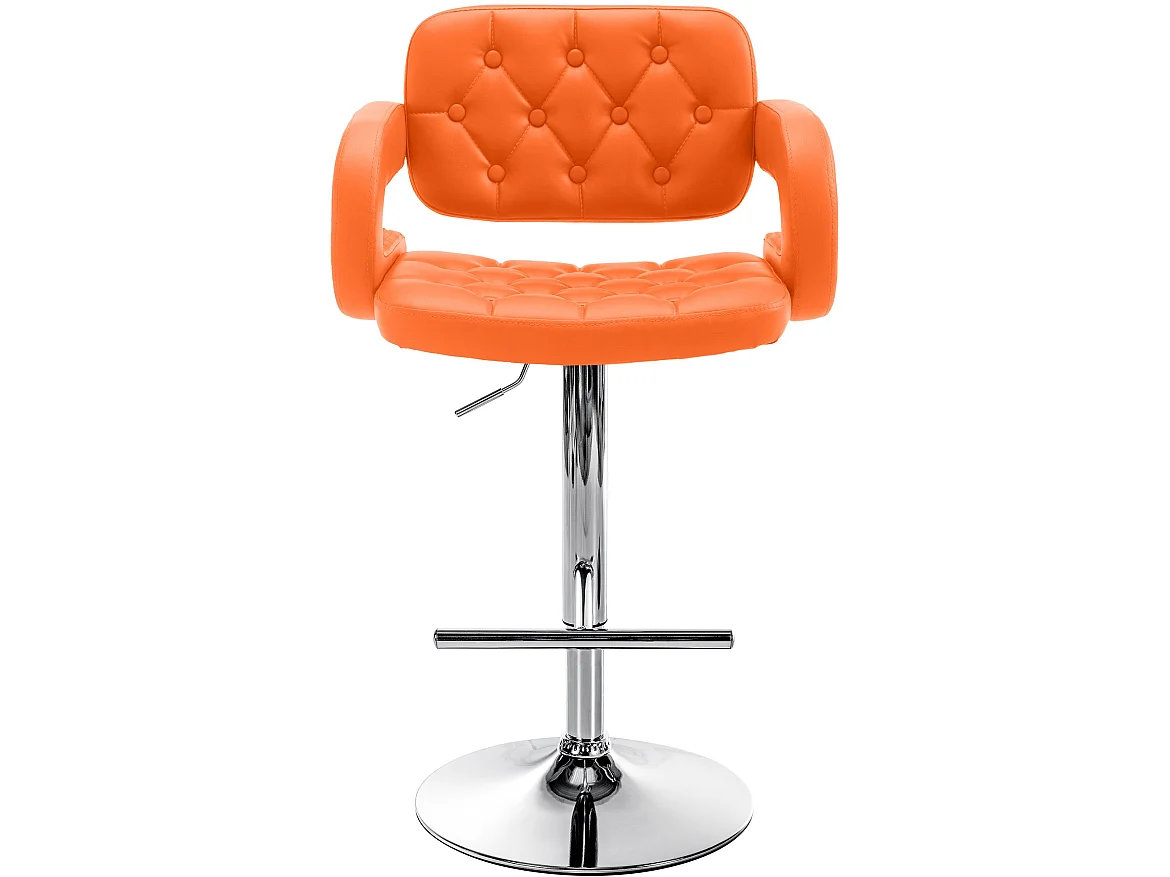 Tabouret de bar - Similicuir & Chrome - Orange - Dublin