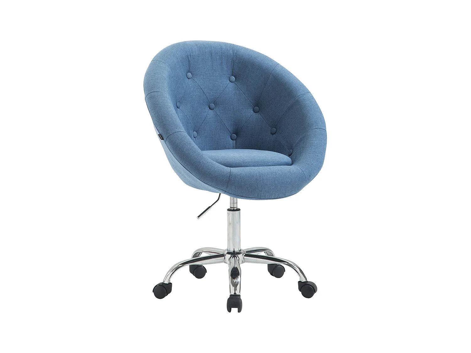 Tabouret de bureau - Tissu & Métal chromé - Bleu - London V2 Stoff