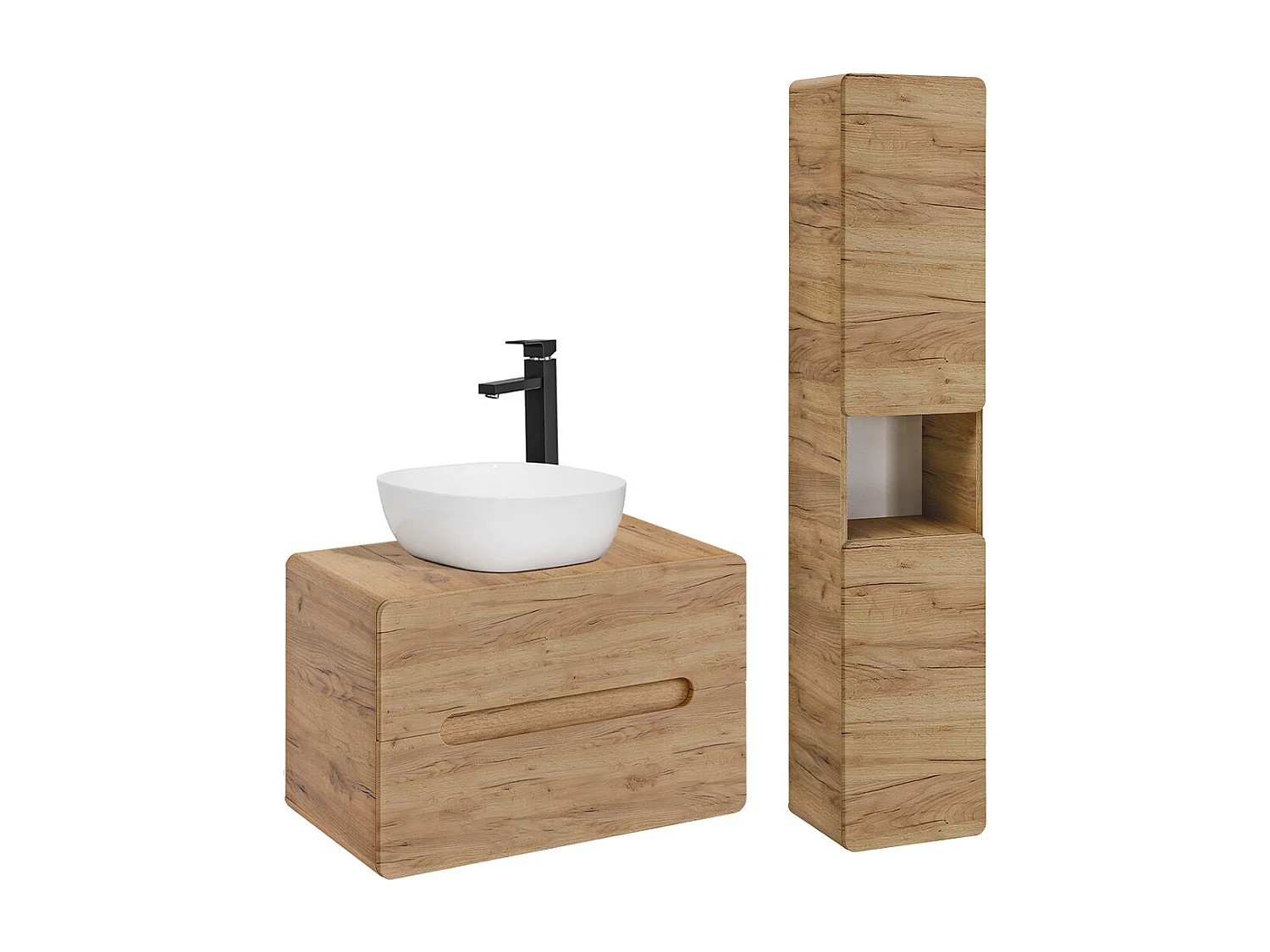 Ensemble meuble simple vasque 80cm et colonne Arun Bois