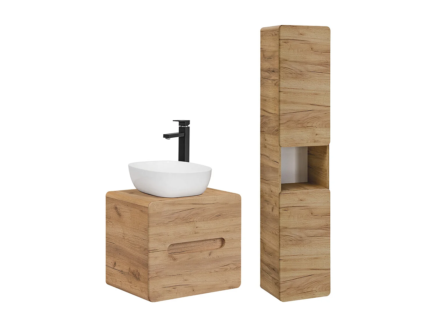 Ensemble meuble simple vasque 60cm et colonne Arun Bois