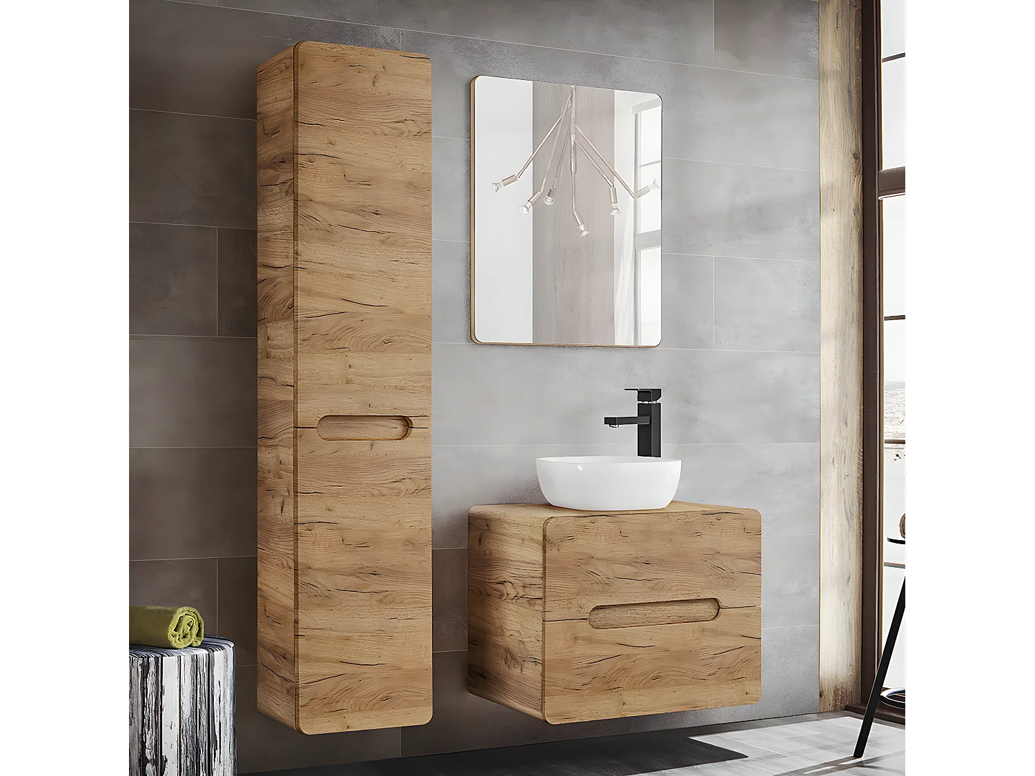 Meuble simple vasque 60cm Arun Bois