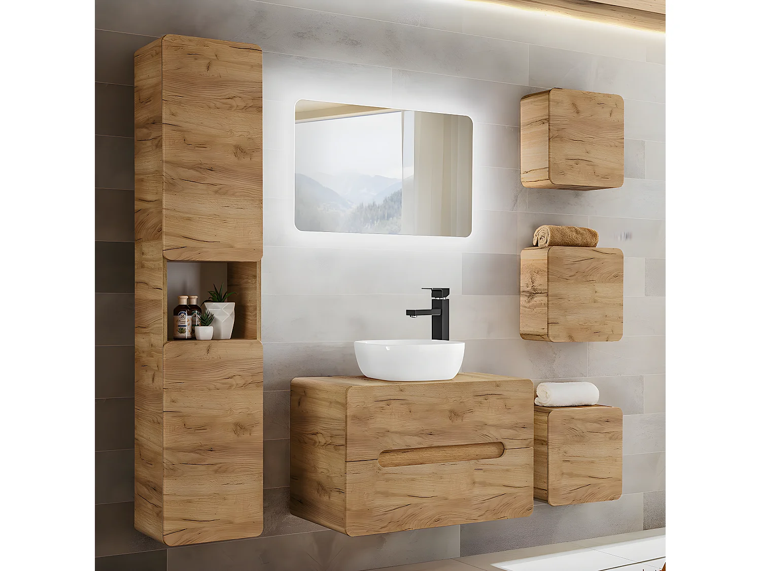 Meuble sous-vasque 80cm plan de toilette Arun Bois