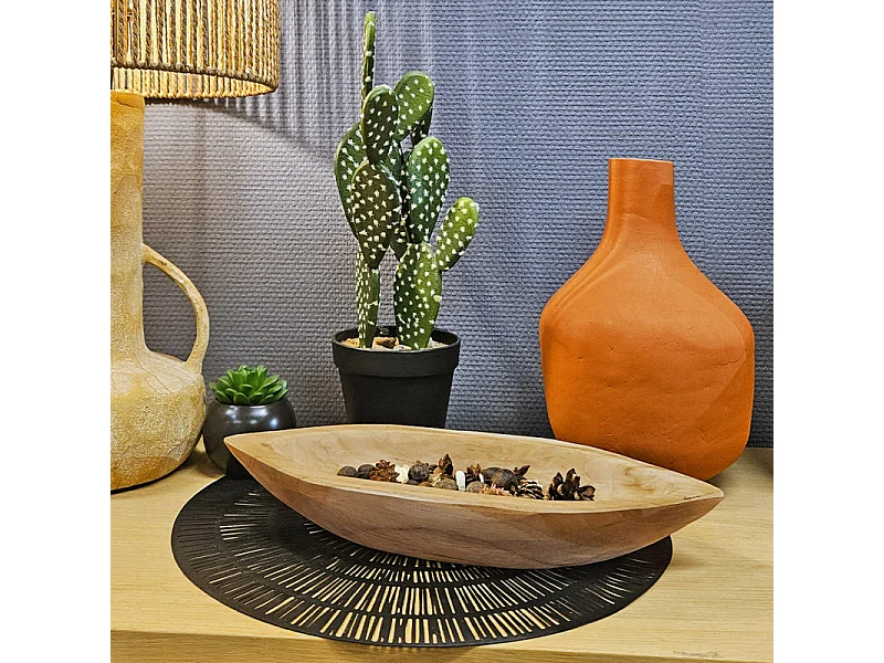 Plateau barque / Vide poche L. 38 cm en bois de teck massif - TITOUAN