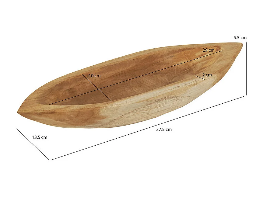 Plateau barque / Vide poche L. 38 cm en bois de teck massif - TITOUAN