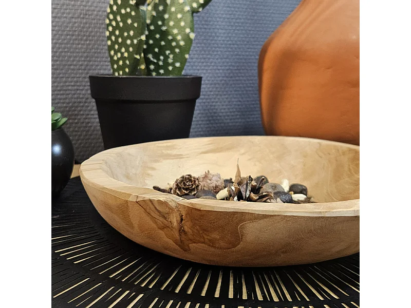 Bol / Vide poche / Corbeille à fruit D. 25 cm en bois de teck - JONES