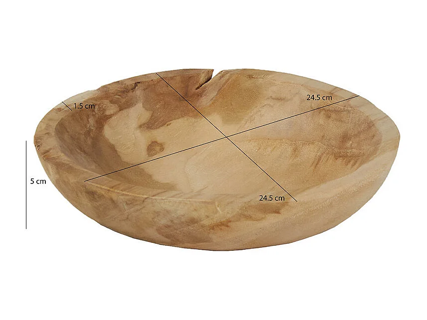 Bol / Vide poche / Corbeille à fruit D. 25 cm en bois de teck - JONES
