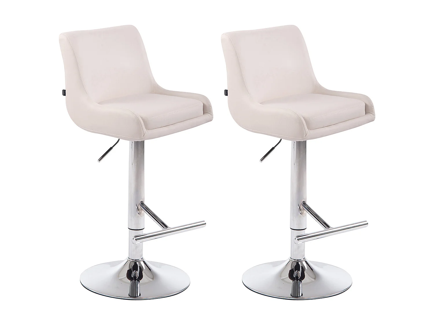 Lot de 2  Tabouret de bar - Similicuir & Métal - Blanc - Club