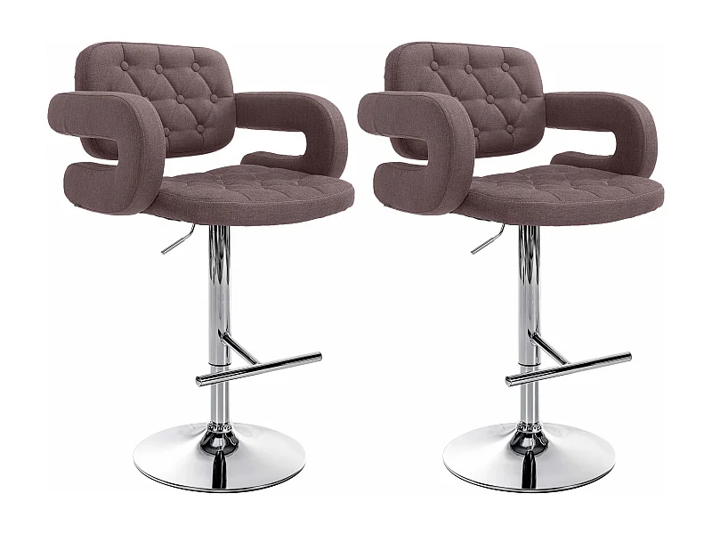 Set van 2  Barkruk - Stof & Metaal in chroomoptiek - bruin - Dublin