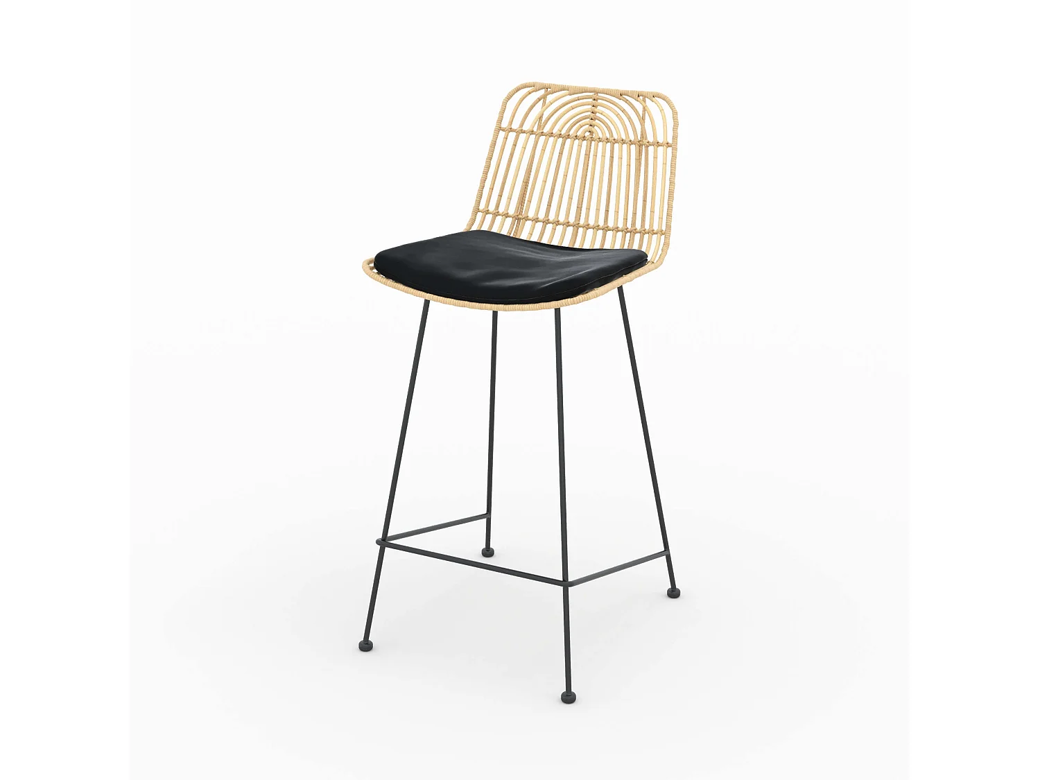 Set di 2 sedie per isola centrale 66 cm in rattan e nero - Goa