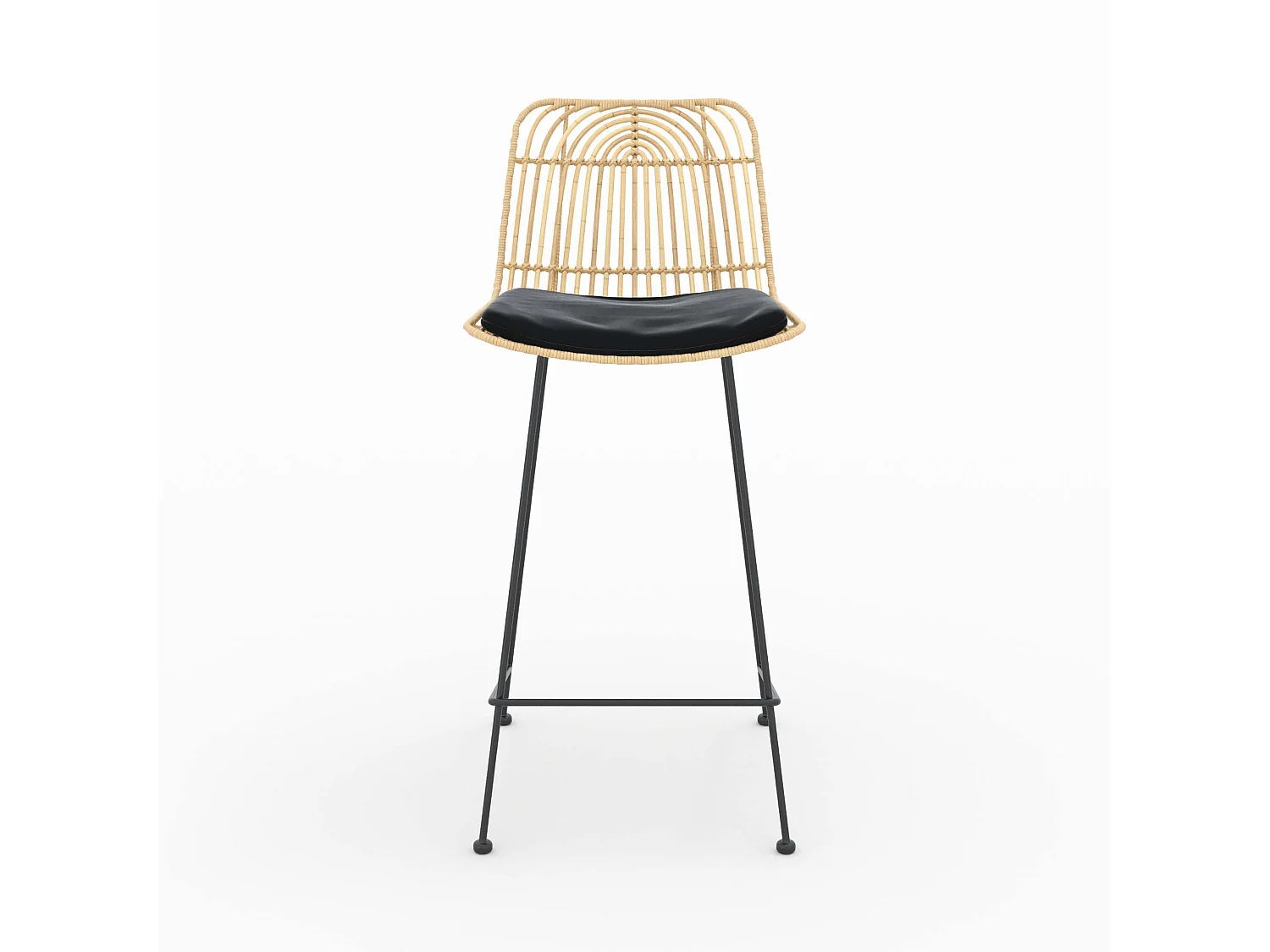 Set di 2 sedie per isola centrale 66 cm in rattan e nero - Goa