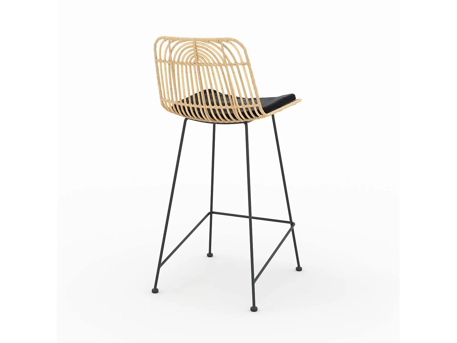 Set di 2 sedie per isola centrale 66 cm in rattan e nero - Goa