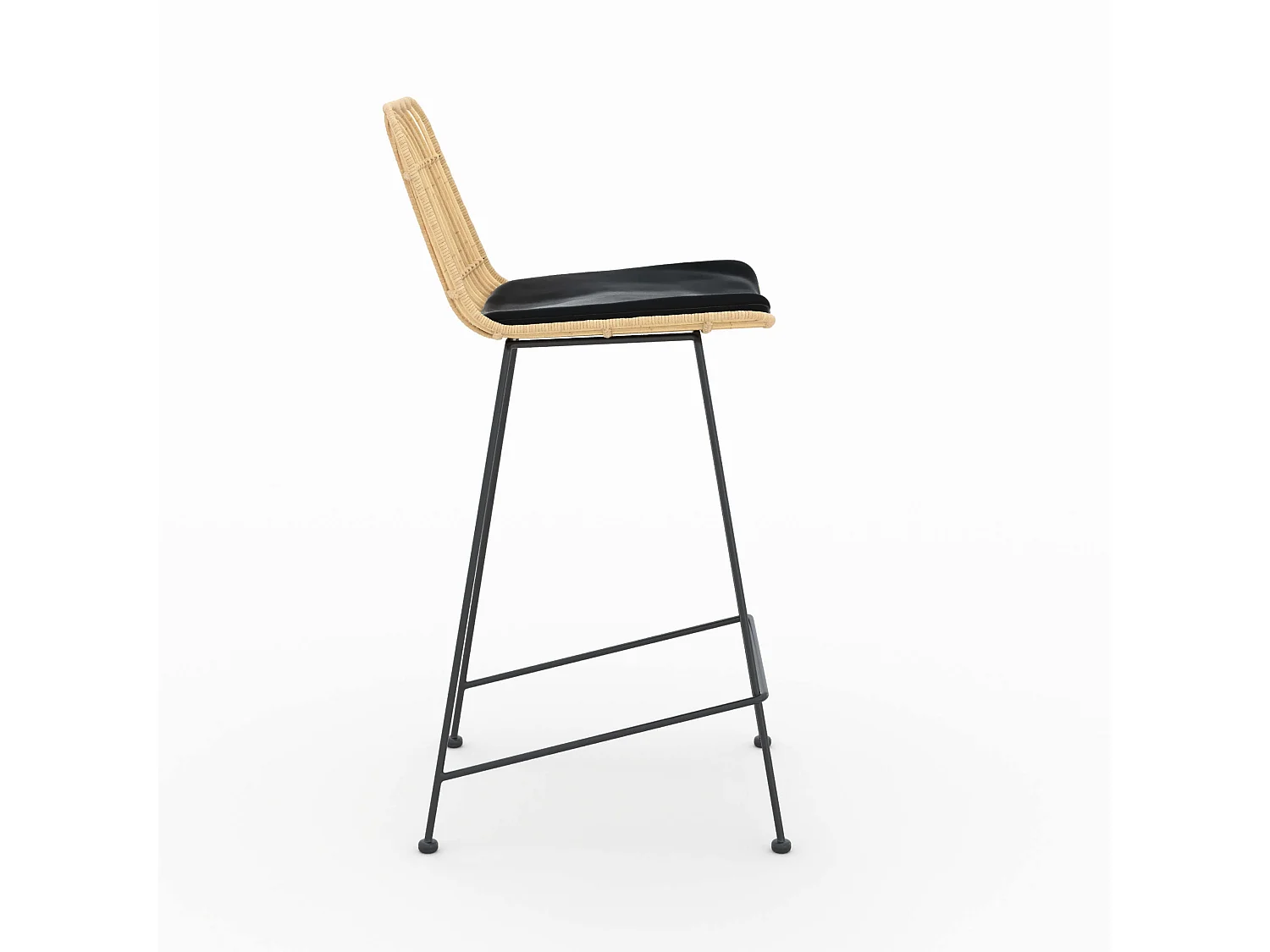 Set di 2 sedie per isola centrale 66 cm in rattan e nero - Goa