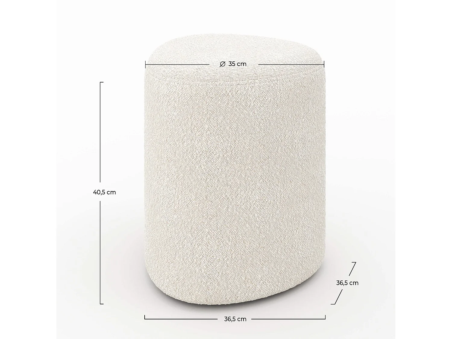 Pouf triangolare in tessuto bouclé beige - Emmy