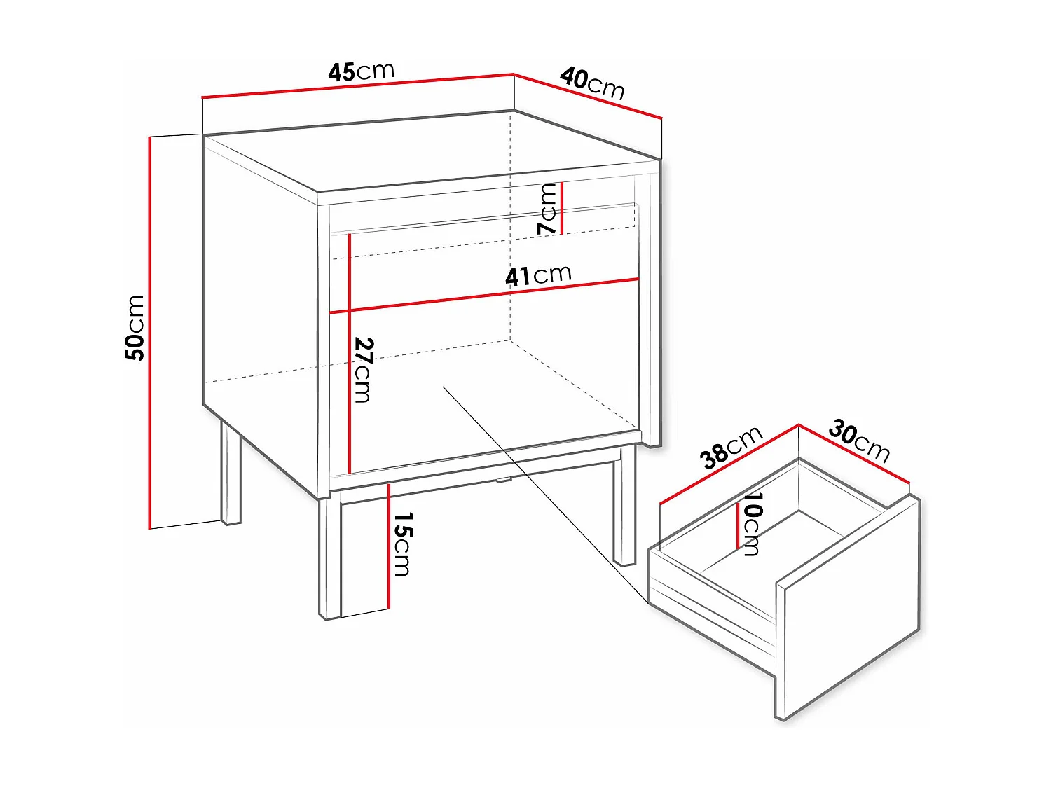Table de chevet Comfivo Delruva 105, Cachemire, 50x45x40cm, MDF|Stratifié
