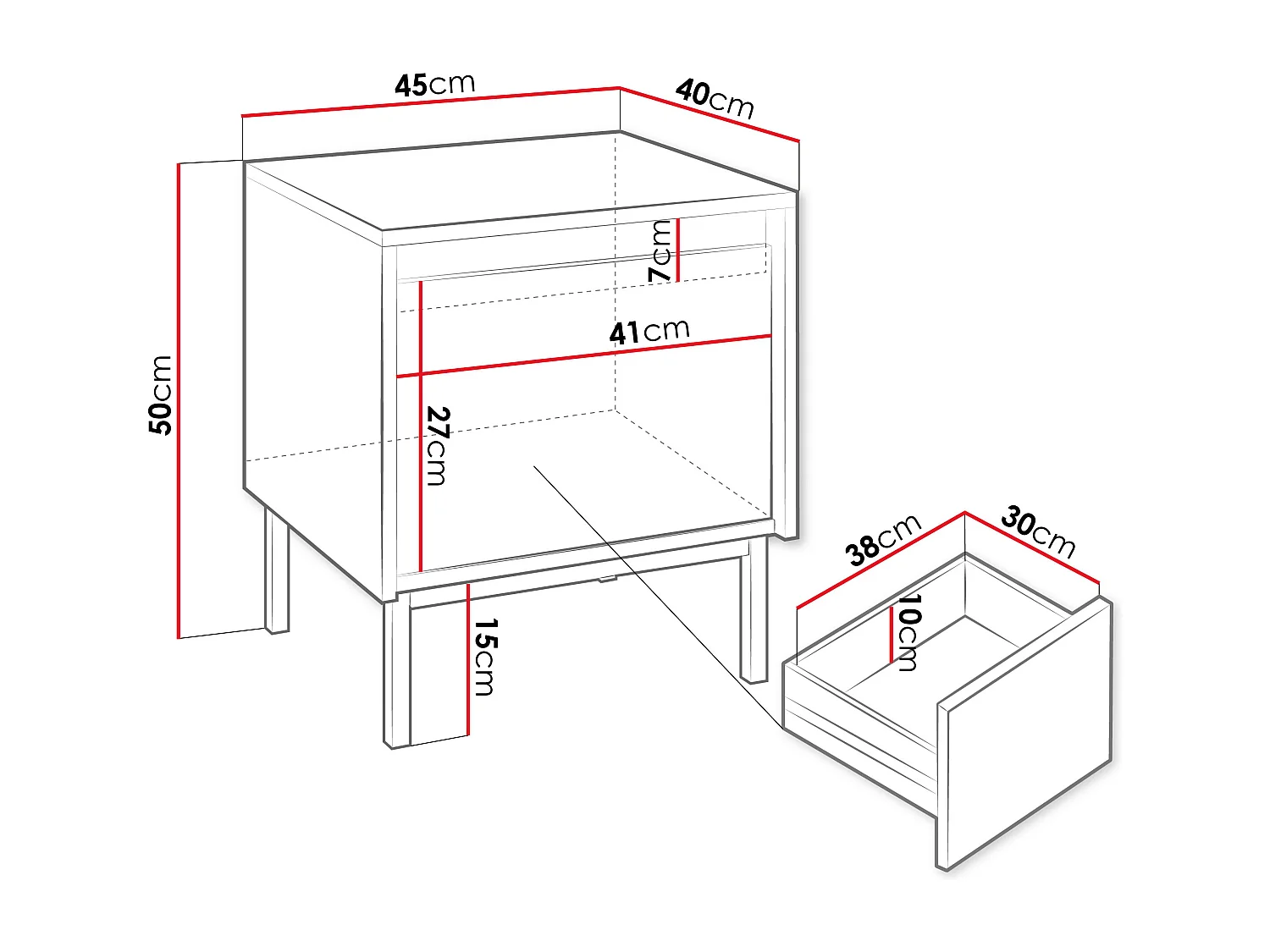 Table de chevet Comfivo Delruva 105, Cachemire, 50x45x40cm, MDF|Stratifié