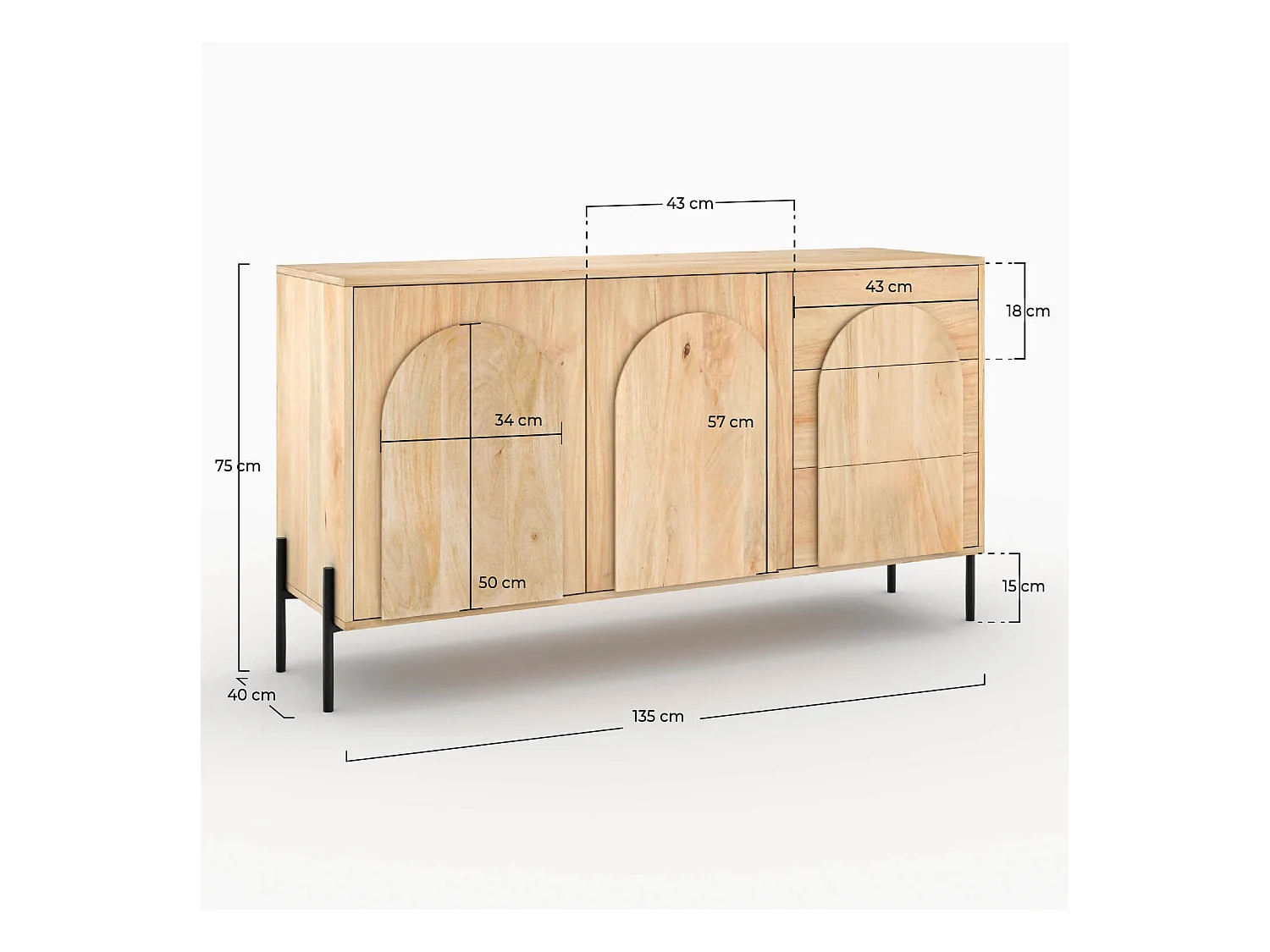 Buffet en bois de manguier - Ama
