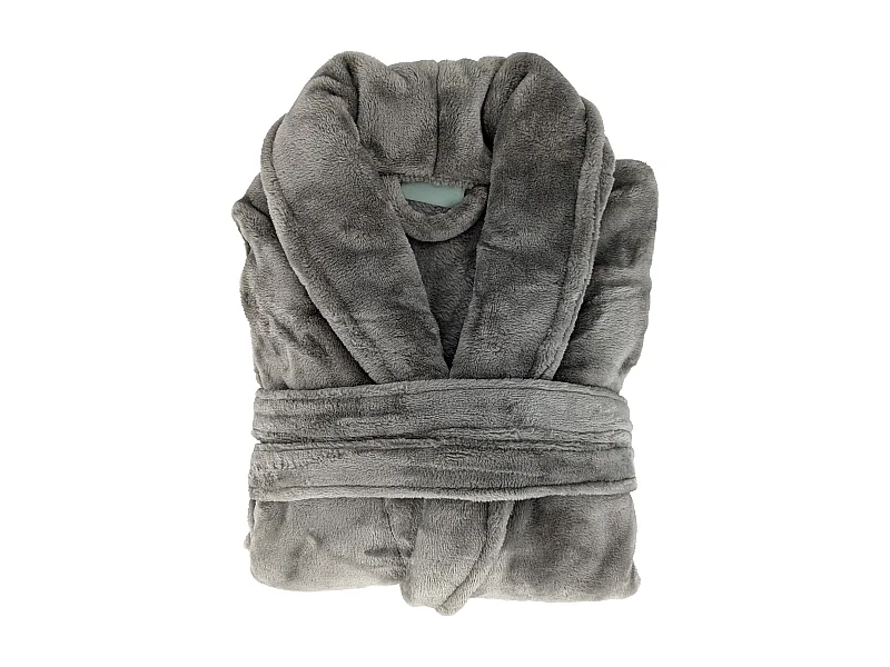 Peignoir col châle adulte DORIS micro fourrure taille XL gris chamois