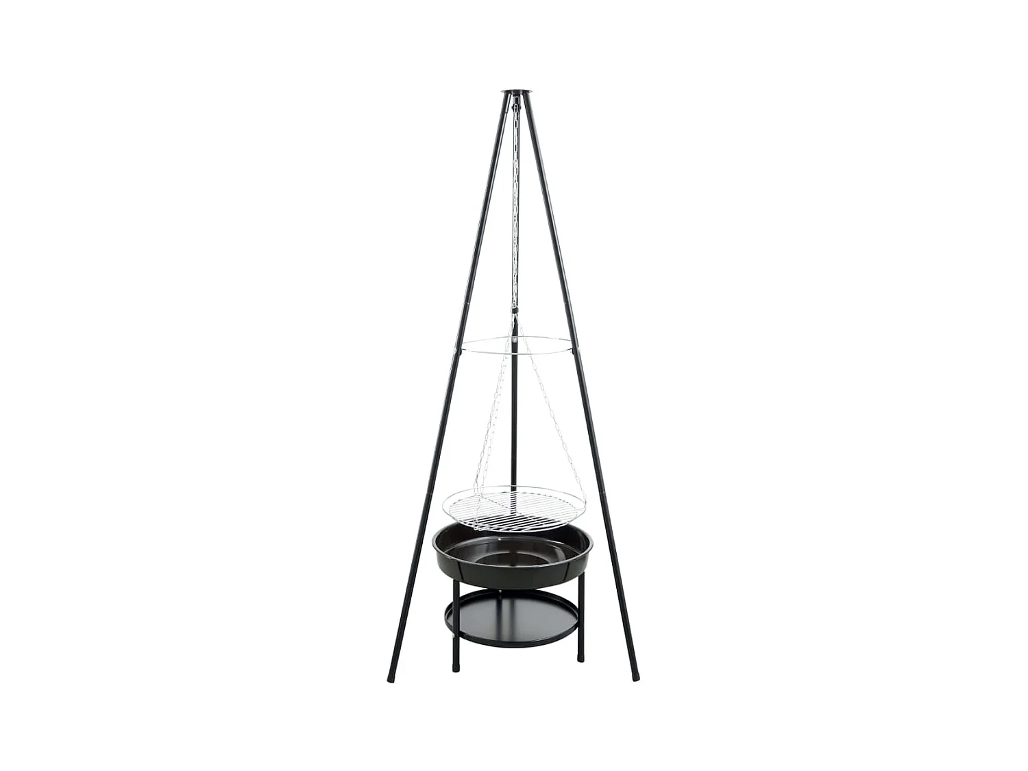 Tuinbarbecue met driepoot en vuurschaal 50 cm zwart