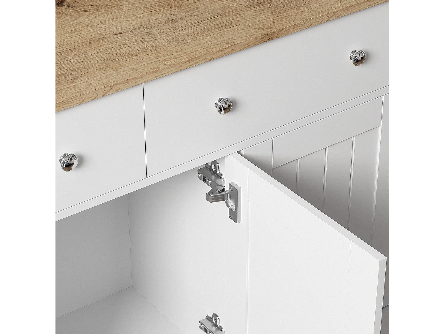 Credenza bassa in truciolare - 3 ante e 2 cassetti - Bianco