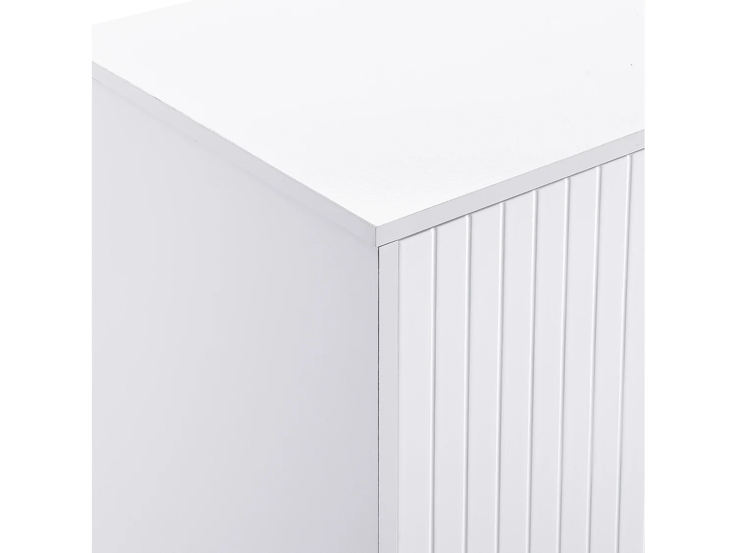 Aparador moderno - 4 puertas texturizadas grabadas con tiradores dorados - Blanco