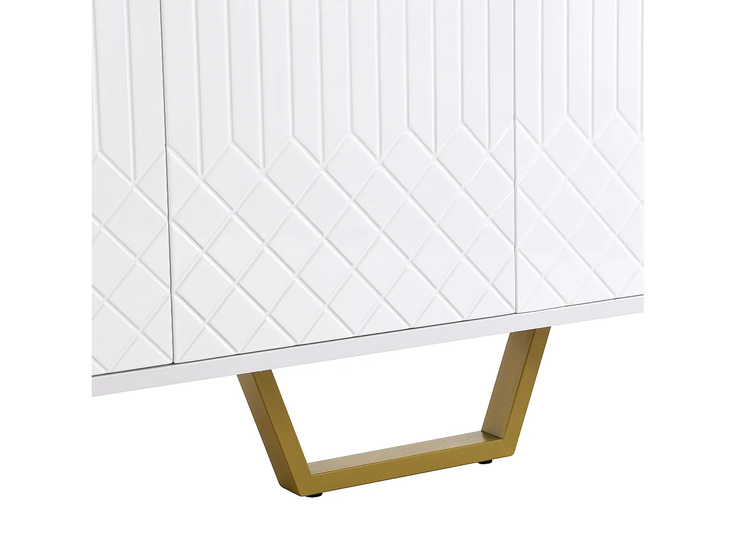 Modern dressoir - 4 gegraveerde getextureerde deuren met gouden handgrepen - Wit