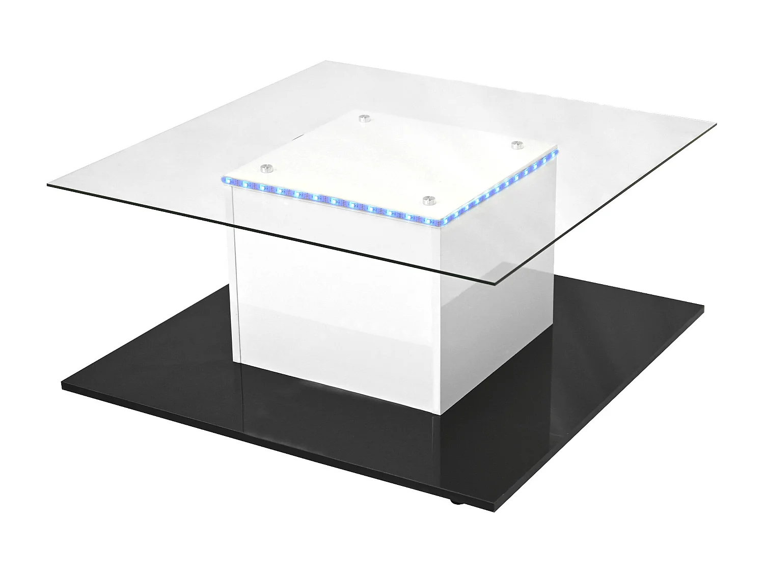 Mesa de centro moderna com rodízios giratórios - com LED - Branco e Preto