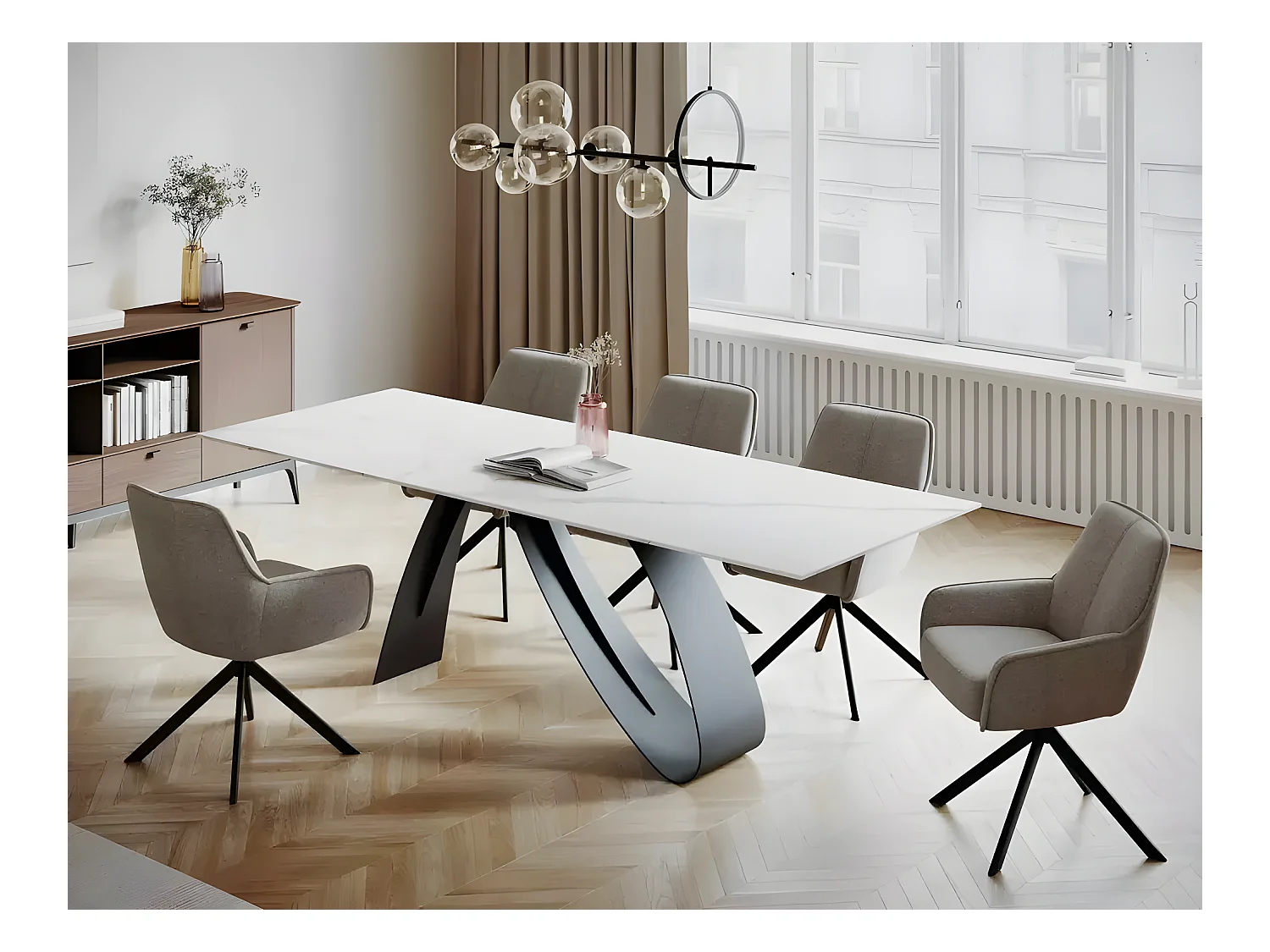 Table à manger  Diuna/(90x160-240)/Blanc