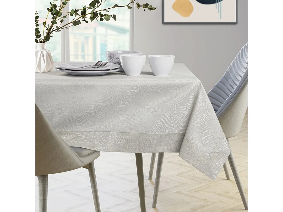 Nappe de Table Gaia crémeux pressé végétal 120x160 AmeliaHome