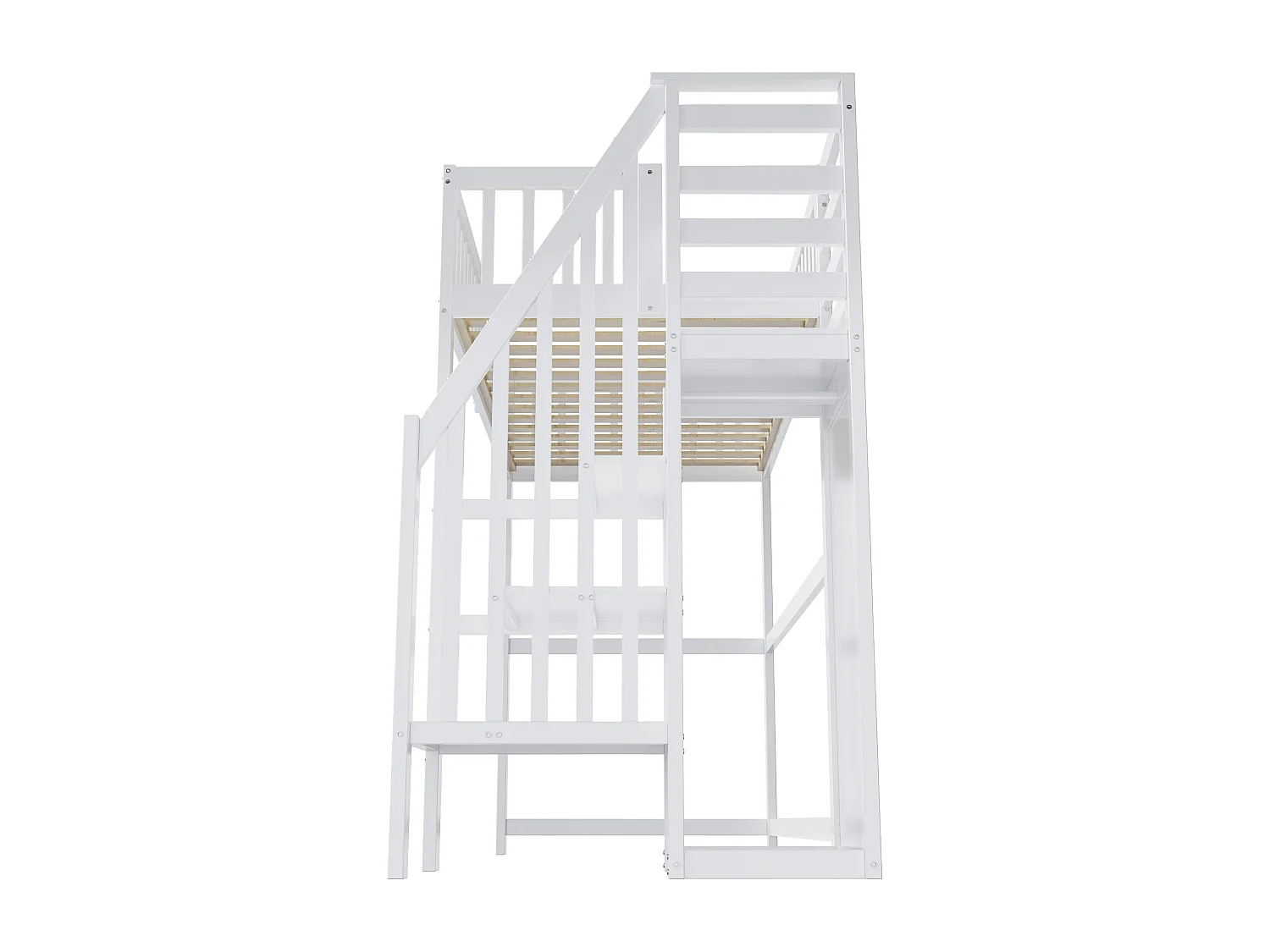 Lit mezzanine 90x200cm en bois - avec une armoire - Blanc