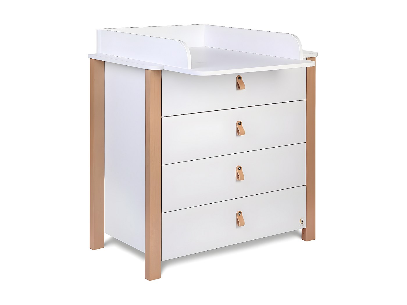 Meuble à Langer LUDO - Blanc, Dimensions 55x75x90 Cm - Matière Hêtre Massif, Panneaux De Particules Et MDF