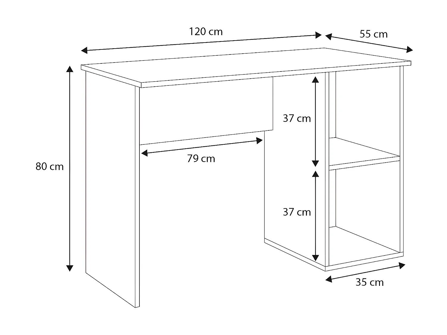 Bureau TAKO D120 120x80x55 Wit