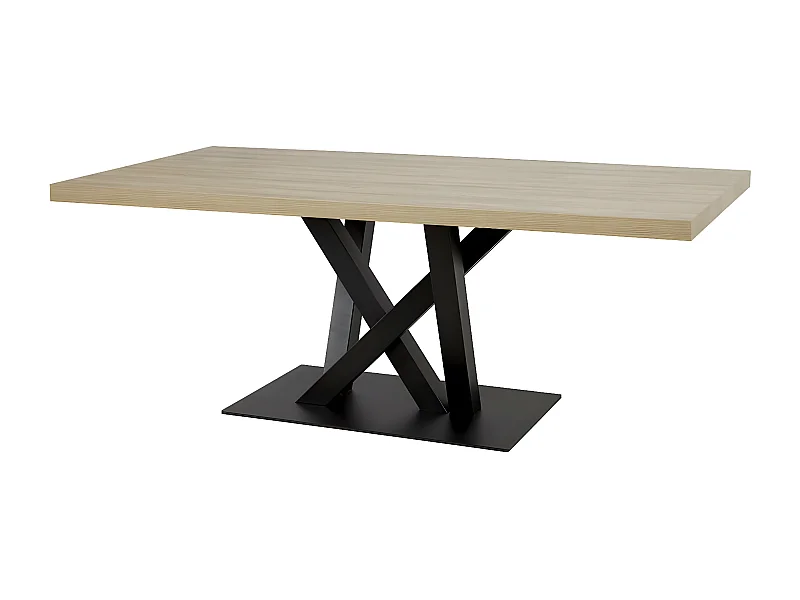 FRANK - Table 170cm Aspect Bois French Oak Piètement Croisé Noir