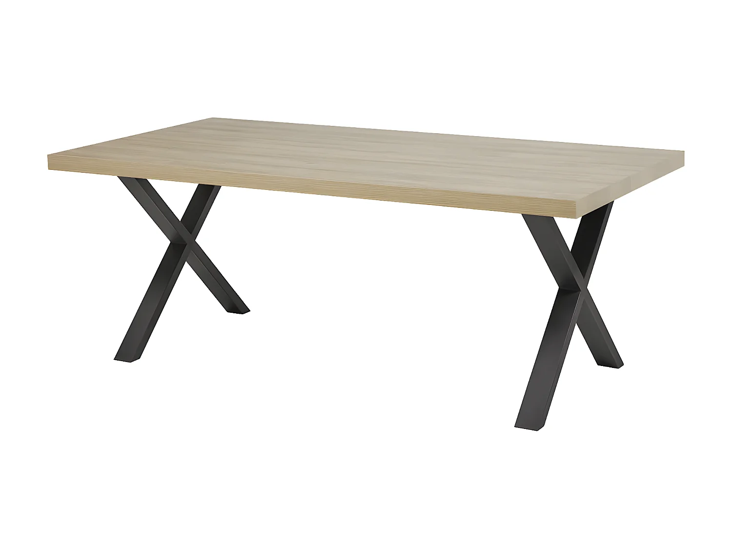 FRANK - Table 200cm Aspect Bois French Oak Piètement X Métal Noir