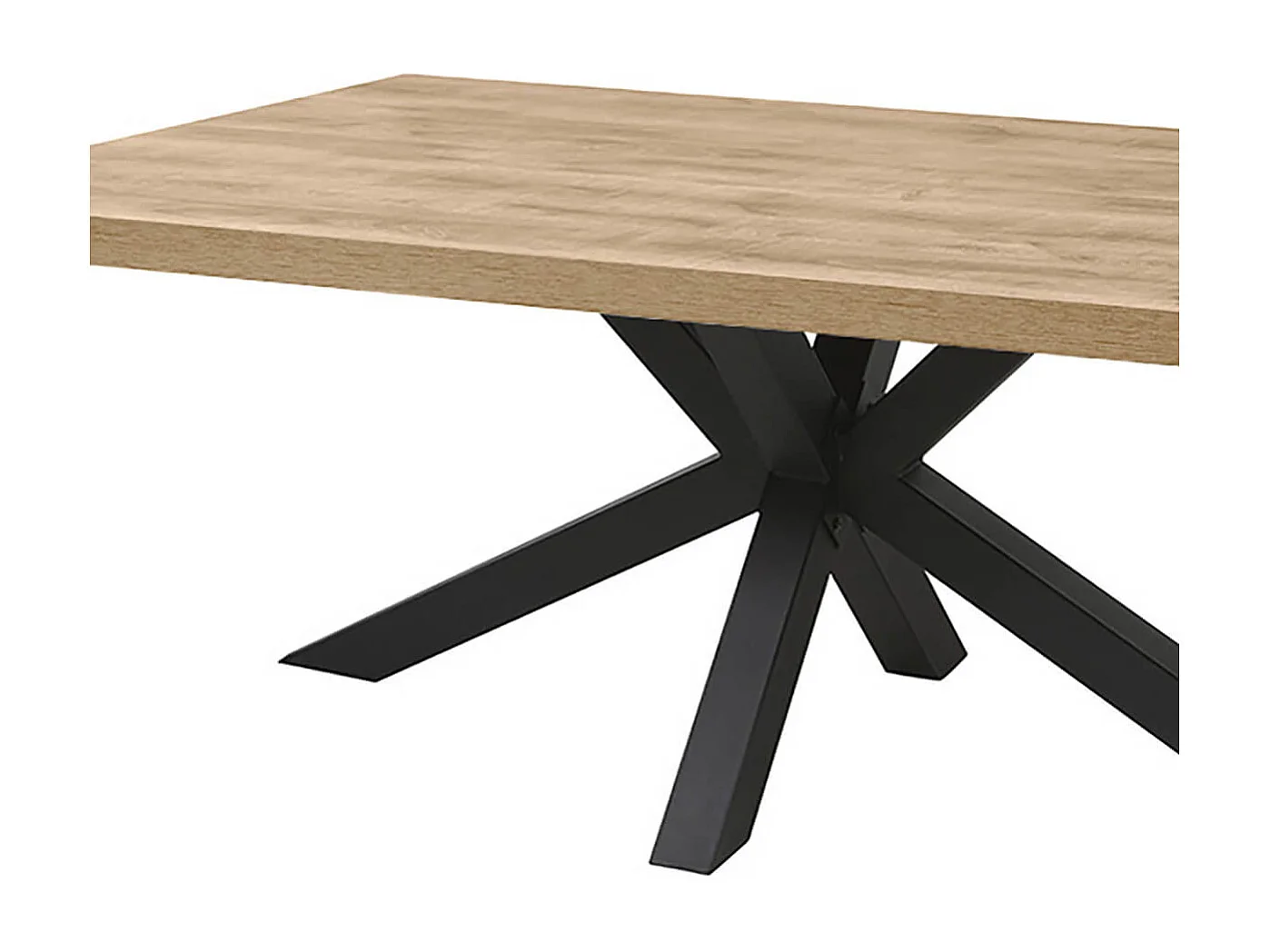 SCARLET - Table 230cm Aspect Bois Scarlet Oak Piètement Etoile Métal Noir
