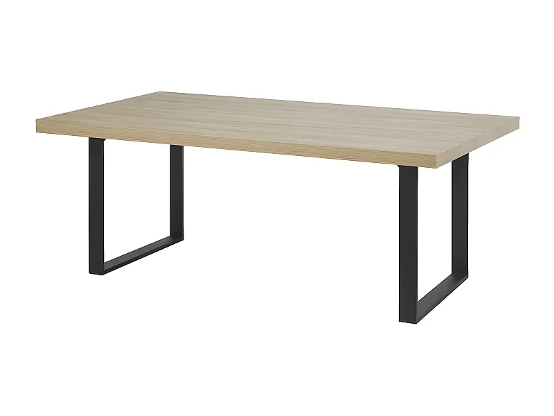 FRANK - Table 200cm Aspect Bois French Oak Piètement U Métal Noir