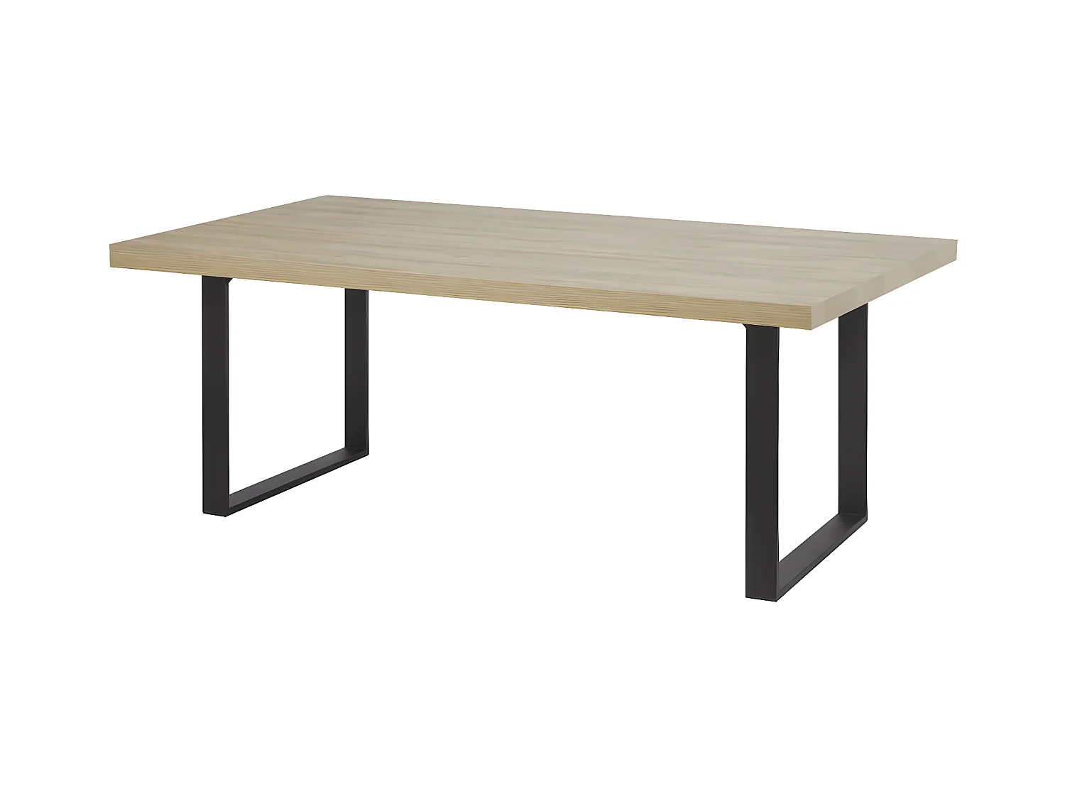 FRANK - Table 200cm Aspect Bois French Oak Piètement U Métal Noir