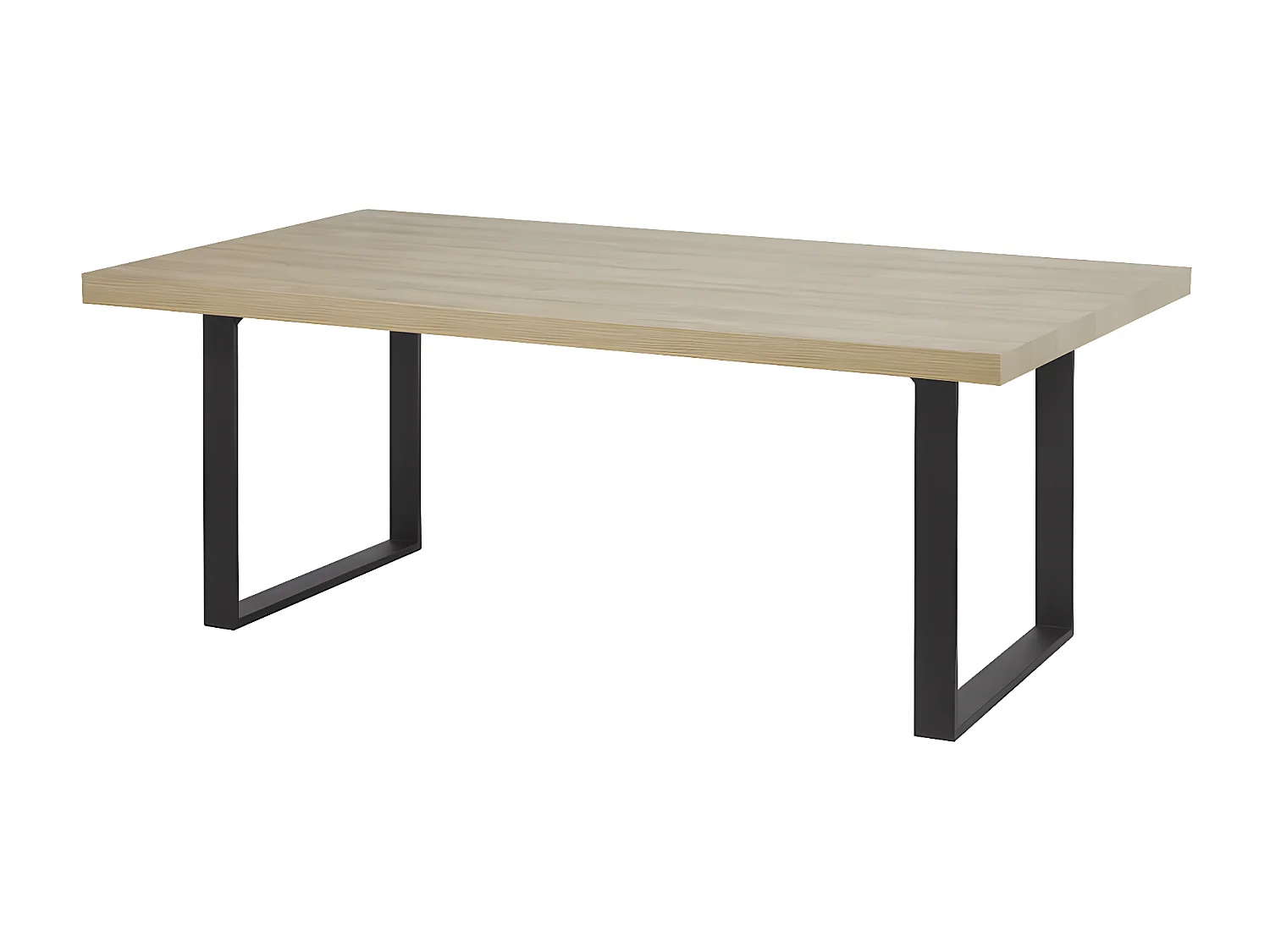 FRANK - Table 200cm Aspect Bois French Oak Piètement U Métal Noir