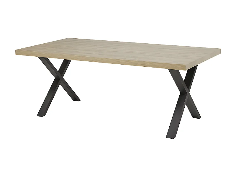 FRANK - Table 170cm Aspect Bois French Oak Piètement X Métal Noir