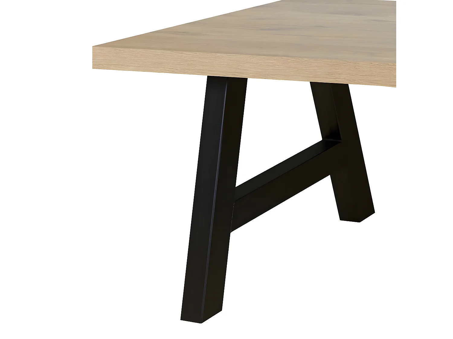 CANYON - Table Rectangulaire 200cm Aspect Bois Piètement A Métal Noir