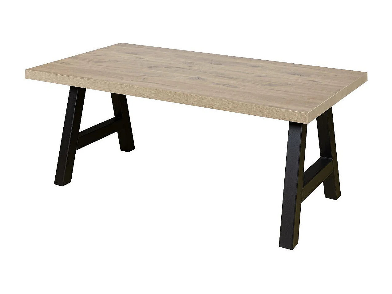 CANYON - Table Rectangulaire 200cm Aspect Bois Piètement A Métal Noir