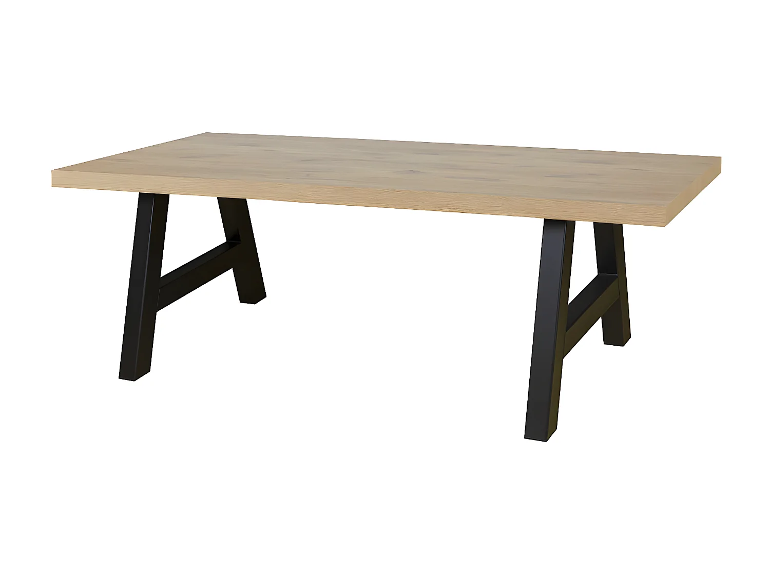 CANYON - Table Rectangulaire 230cm Aspect Bois Piètement A Métal Noir