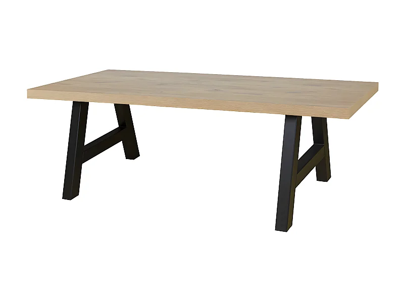 CANYON - Table Rectangulaire 230cm Aspect Bois Piètement A Métal Noir
