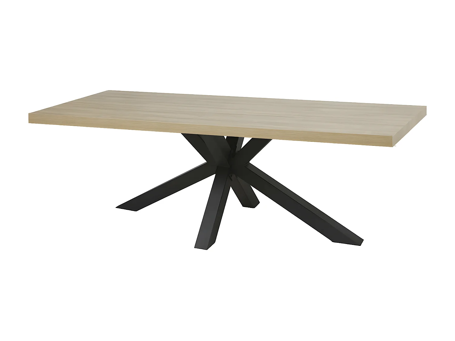 FRANK - Table 230cm Aspect Bois French Oak Piètement Etoile Métal Noir