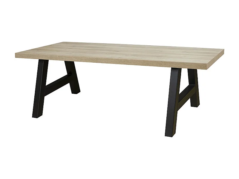 ARIZONA - Table 200cm Aspect Bois Arizona Oak Piètement Country Métal Noir
